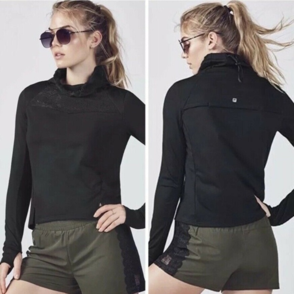 Fabletics women M Jolie jacket black lace pullover